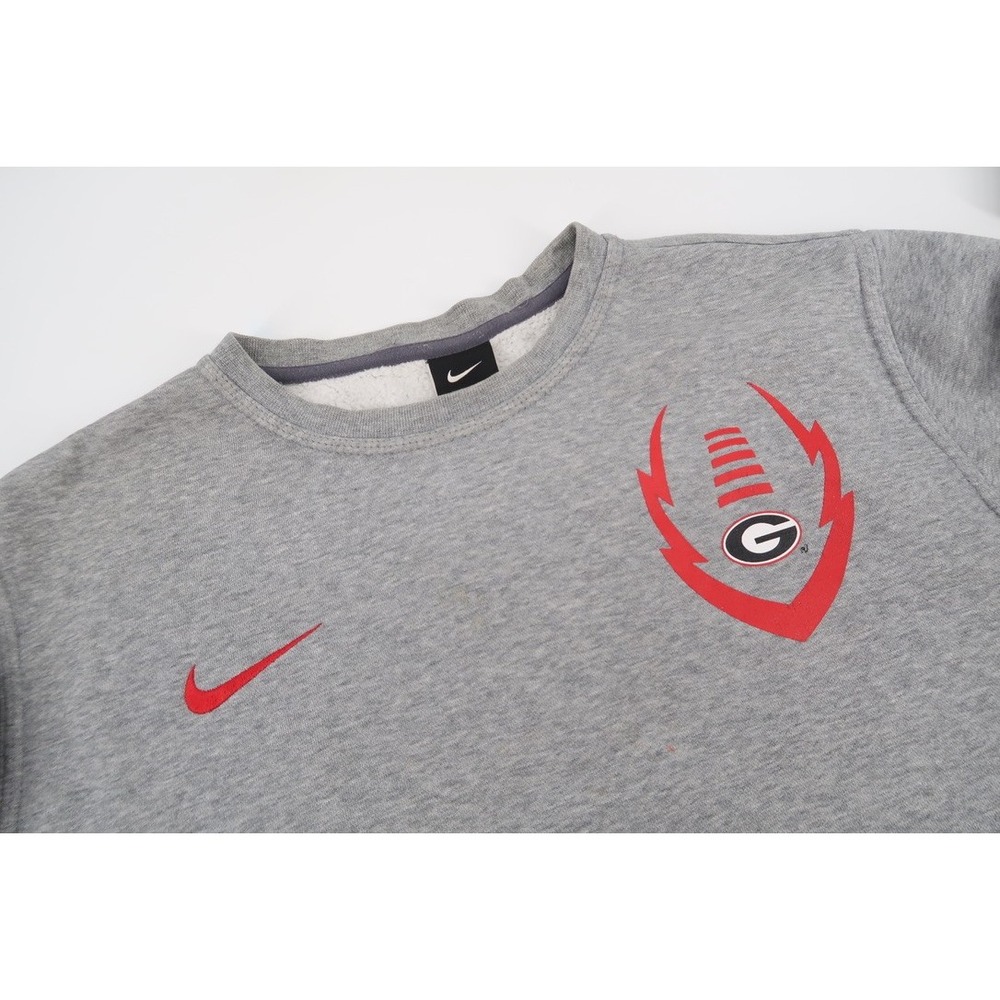Nike Georgia Bulldogs Mens Large Gray Crewneck Fleece Pullover Long‎ Sleeve UGA